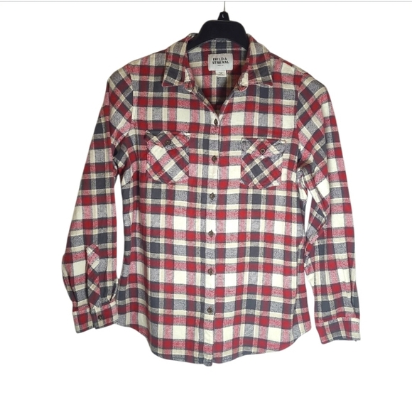 Field & Stream 100% Cotton Flannel Button Up Collared Shirt Size Large - Picture 1 of 6
